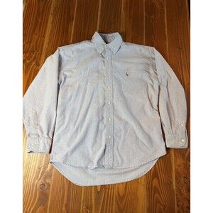 Polo Ralph Lauren Shirt Oxford Long Sleeve Chambray Flesh Pony Men Sz 15-33 Blue